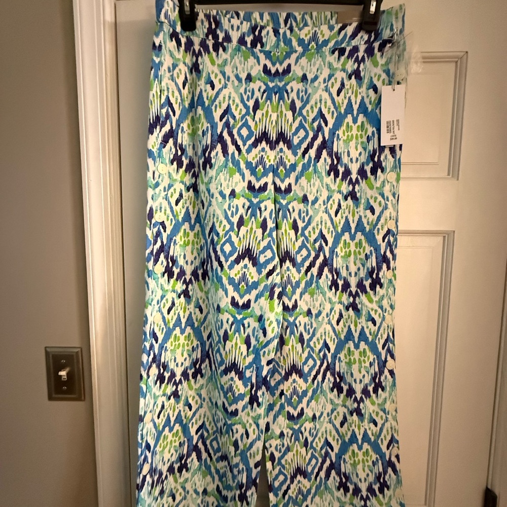 Soft Surroundings Blue and Green Wide Leg Pants